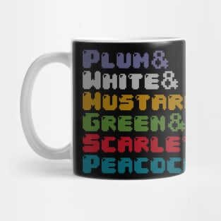 Plum White Mustard Green Scarlet Peacock - Clue Mug